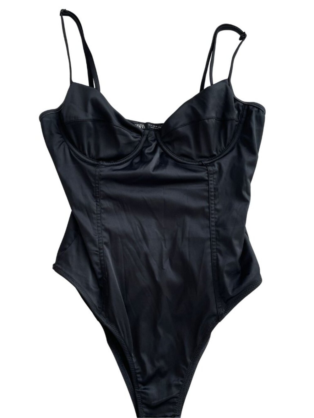 Zara Underwire Bustier Bodysuit, Black, M